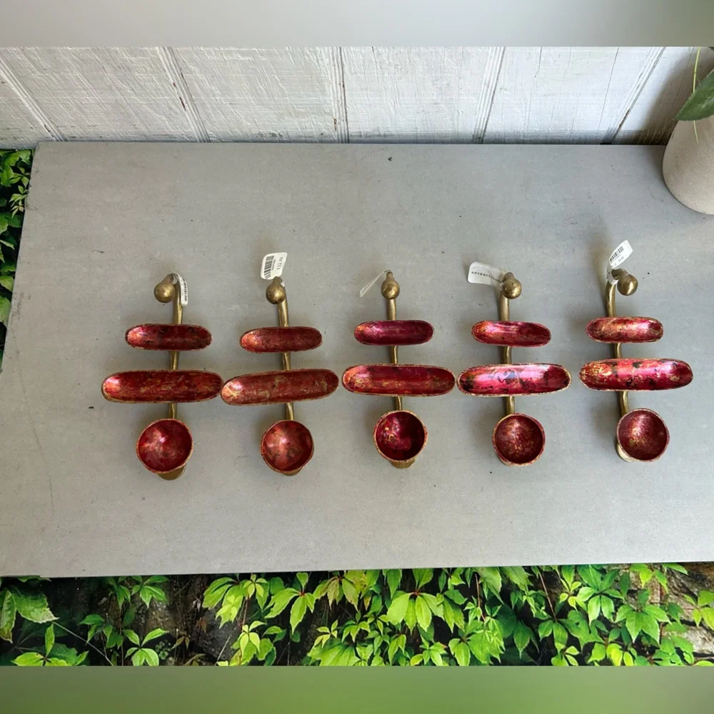 Anthropologie Red Gold /red Tone Wall Art Hook= 5 NEW